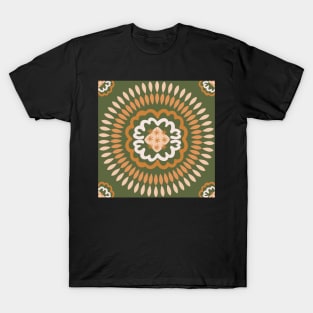 Olive Green and Golden Mustard Mandala T-Shirt